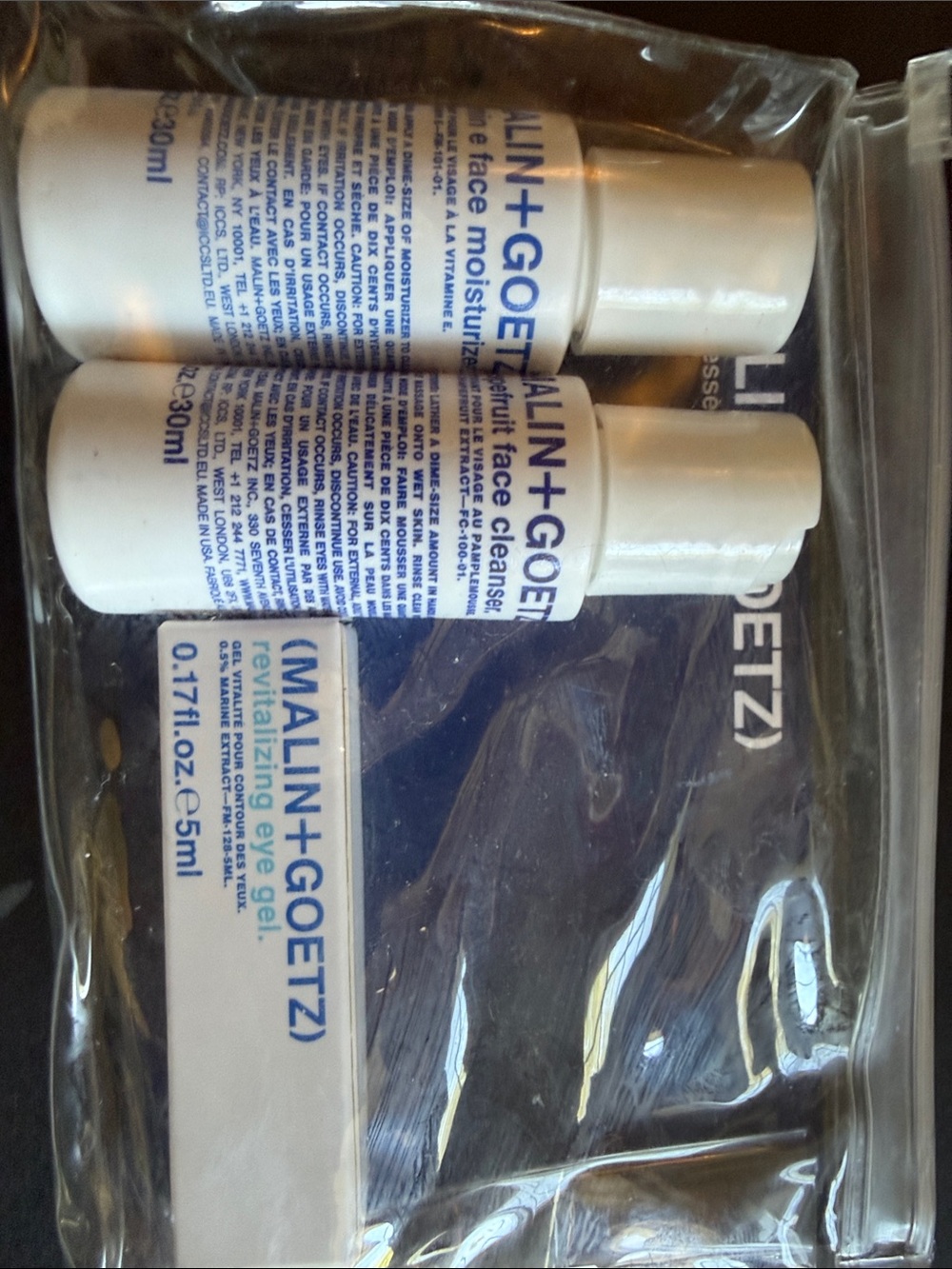 MALIN+GOETZ Travel Skincare Trio - White & Blue